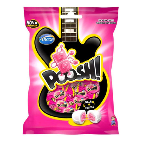 Bala Dura Chicle Poosh Tutti Frutti 500gr Arcor em Oferta na Shopee