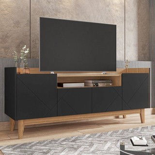 Rack para TV até 60 Polegadas 4 Portas 1 Nicho 158cm Adria Versátile  Preto/Noce em Oferta na Shopee
