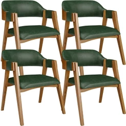 Kit 04 Cadeiras Para Sala de Jantar e Estar Living Estofada Suran L02 Couríssimo Verde Musgo - Lyam