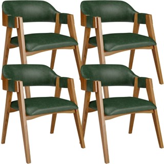 Kit 04 Cadeiras Para Sala de Jantar e Estar Living Estofada Suran L02 Couríssimo Verde Musgo - Lyam em Oferta na Shopee