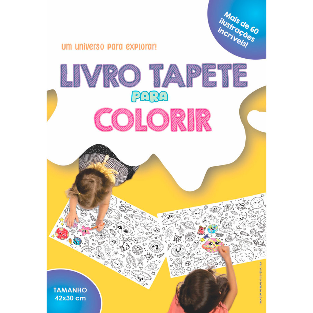 Livro de Colorir Infantil Educativo para Crianças Acima de 1 ano Menino e Menina - Desenhos do Universo 42x30cm em Oferta na Shopee