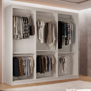 Closet Light 3 prateleiras e 6 cabideiros convencional Moderna