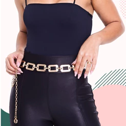 Cinto Feminino Faixa De Cintura Com Corrente Quatrado