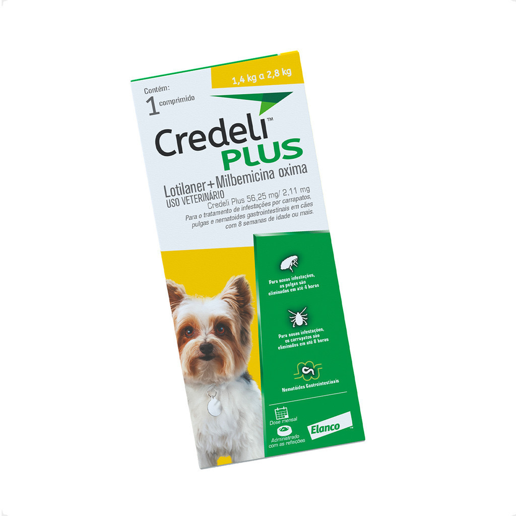 Credeli Plus Elanco para Cães de 1,4 a 2,8kg - 1 Comprimido - Pets