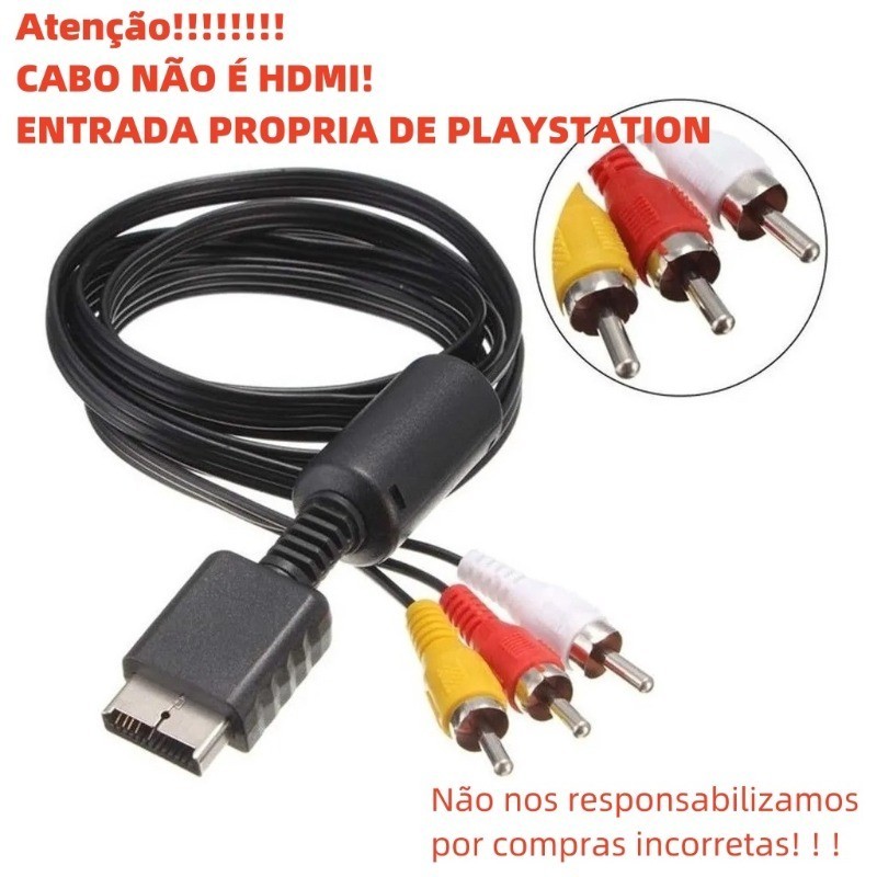 Cabo Av Audio E Video Rca Para Playstation 1, Ps2 E Ps3 1.50m em Oferta na Shopee