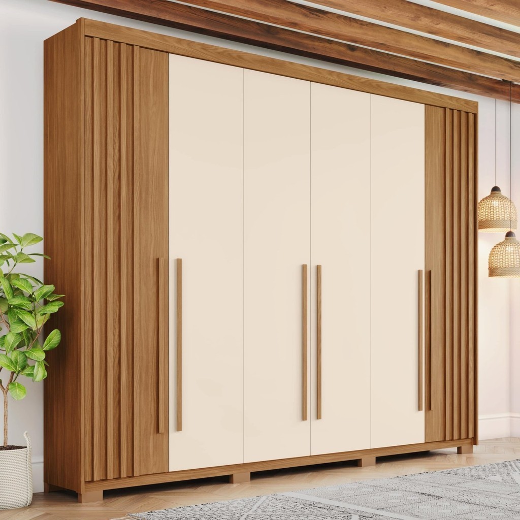 Guarda-roupa Casal 6 Portas 4 Gavetas Nathaniel Espresso Móveis Nature/Off White - Home & Living