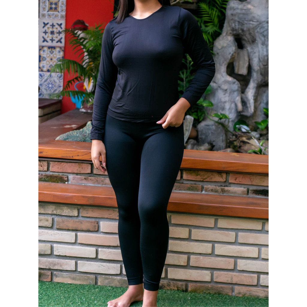 Kit Conjunto Térmico Feminino Blusa Camiseta Térmica Flanelada + Calça Termica Quentinha Forrada