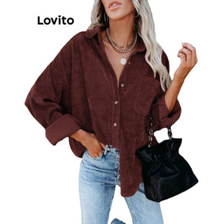Lovito Casaco casual de bolso com botão liso para mulheres LNL53022