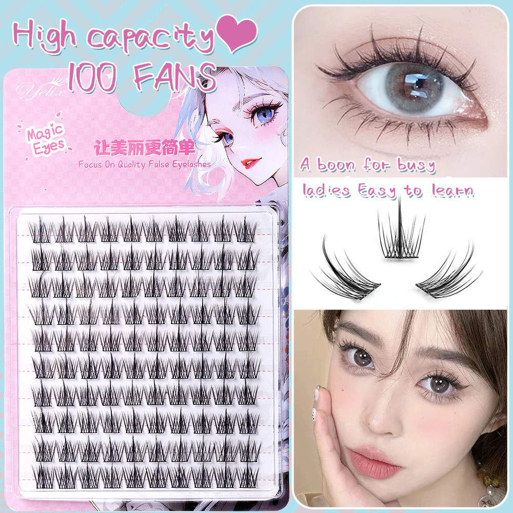 Yelix Cluster Lashes 100PCS DIY Eyelash Extension Individual Cílios Manga Falsos Extensões De Mink Lash