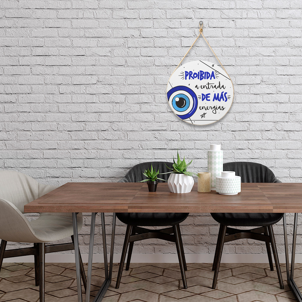 Imagem Placa Decorativa Olho Grego Mandala Proíbida a Entrada De Más Energias Mdf