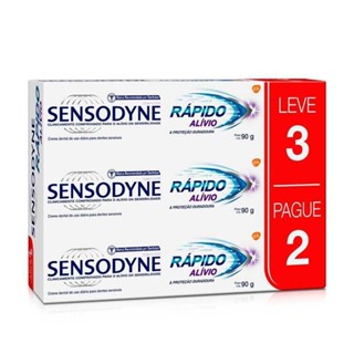 SENSODYNE KIT CREME DENTAL RÁPIDO ALÍVIO COM 90G LEVE 3 PAGUE 2 em Oferta na Shopee