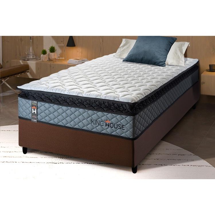 Conjunto Cama Box Espuma Chicago Cinza Solteiro 88x188x57 em Oferta na Shopee
