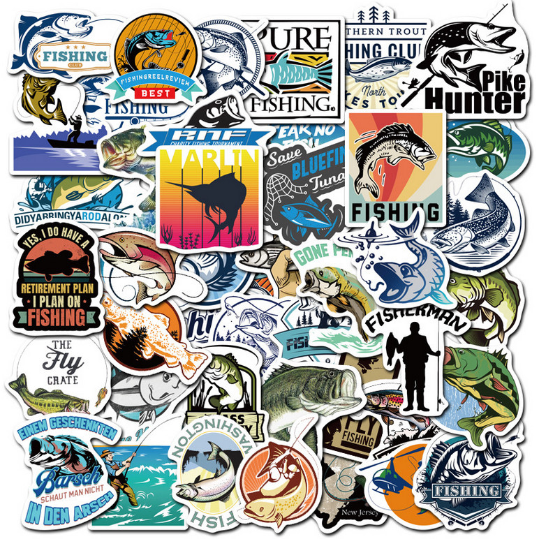 50 Adesivos Pesca Pescaria Decoração Barco Viagem Peixe À prova d'água em Oferta na Shopee