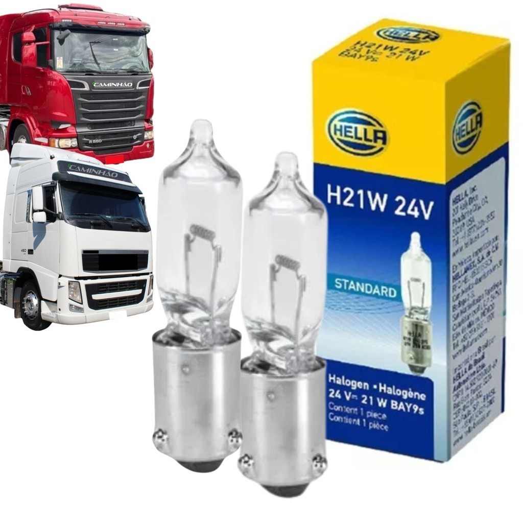 Par 2 Lâmpada Automotiva Halógena H21 24V Pisca FH / Scania S5
