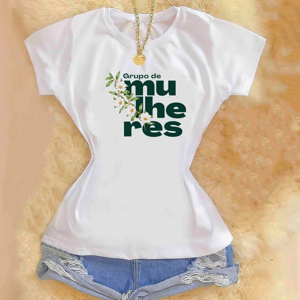 Blusa T-shirt Camiseta Básica - Grupo de Mulheres em Oferta na Shopee