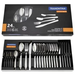 Jogo de talheres Faqueiro Tramontina 24 peças Búzios Garfo Facas Colher Utensílios