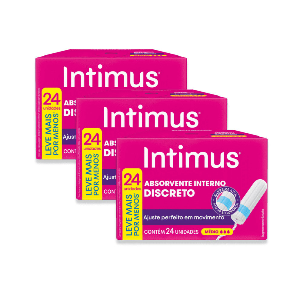 Kit 3 - Absorvente Interno Intimus® Discreto Médio 24 Un em Oferta na Shopee