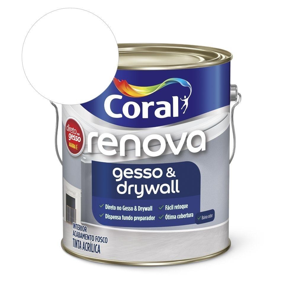 Tinta Acrílica Renova Gesso & Drywall Fosco Branco 3.6l Coral - Home & Living
