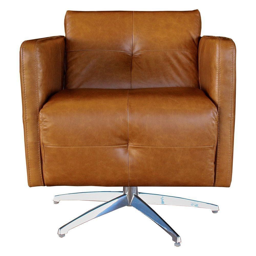 Poltrona Giratória para Sala de Estar Astana Couro Marrom G40 - Gran Belo em Oferta na Shopee