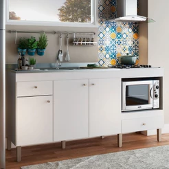 Balcão de Cozinha para Pia 3 Portas 2 Gavetas Espaço para Forno e Cooktop Itália