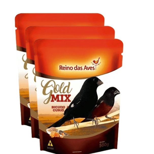 KIT COM 3UN BICUDO E CURIÓ GOLD MIX 500G - REINO DAS AVES