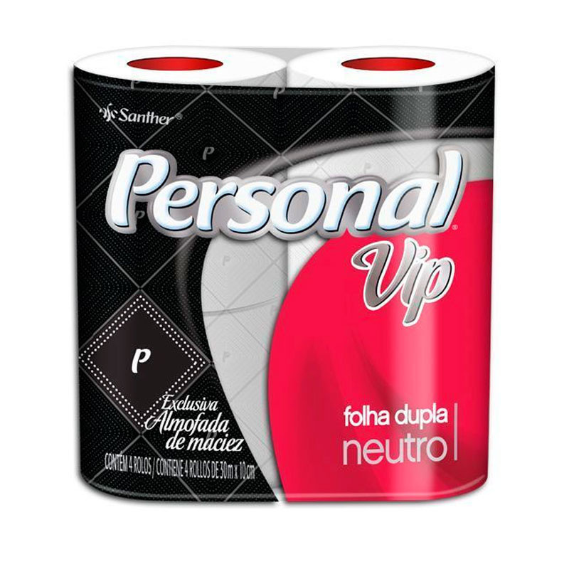 Papel higiênico folha dupla com 4 rolos Personal Vip - Home & Living