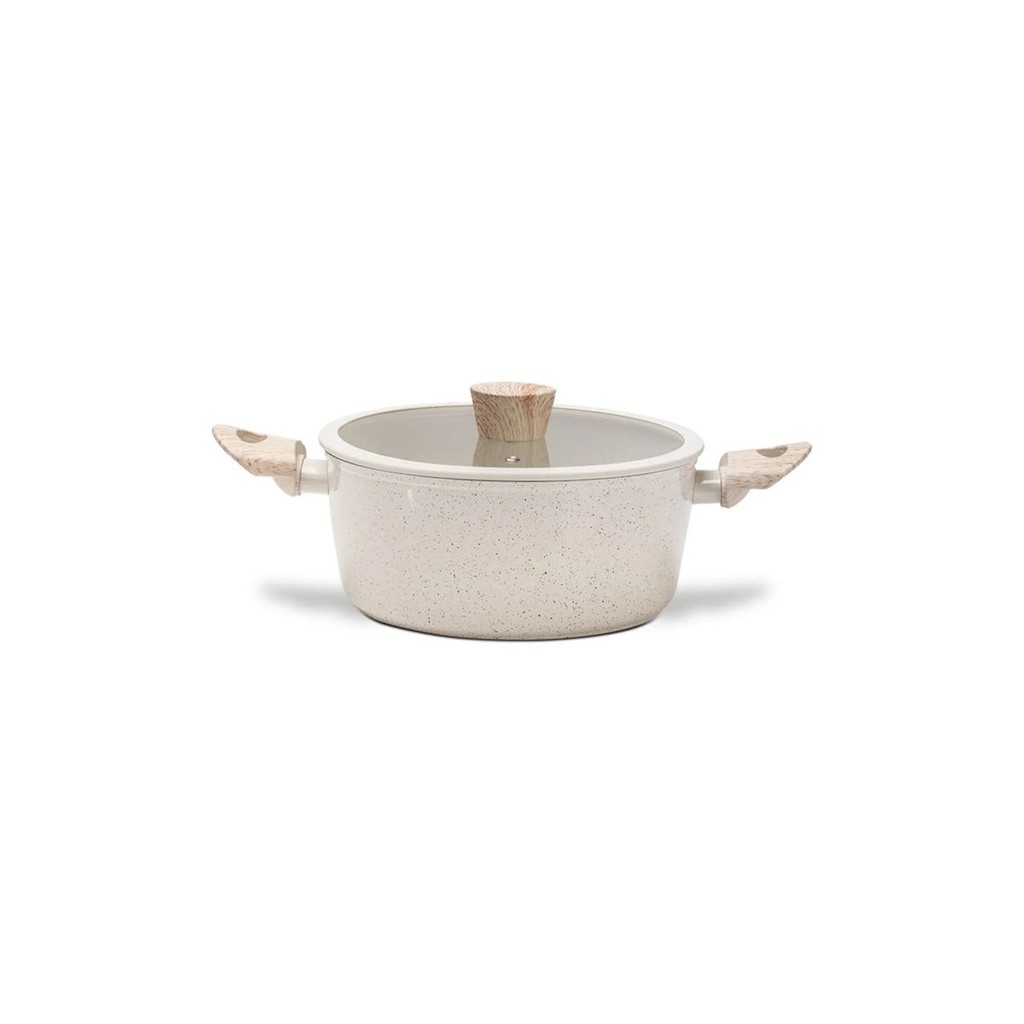 Panela Caçarola de Indução Brinox Ceramic Life Sirius Vanilla - Ø22 cm - 2,7 Litros -  com Tampa e Revestimento Cerâmico - Home & Living