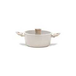 Panela Caçarola de Indução Brinox Ceramic Life Sirius Vanilla - Ø22 cm - 2,7 Litros - com Tampa e Revestimento Cerâmico