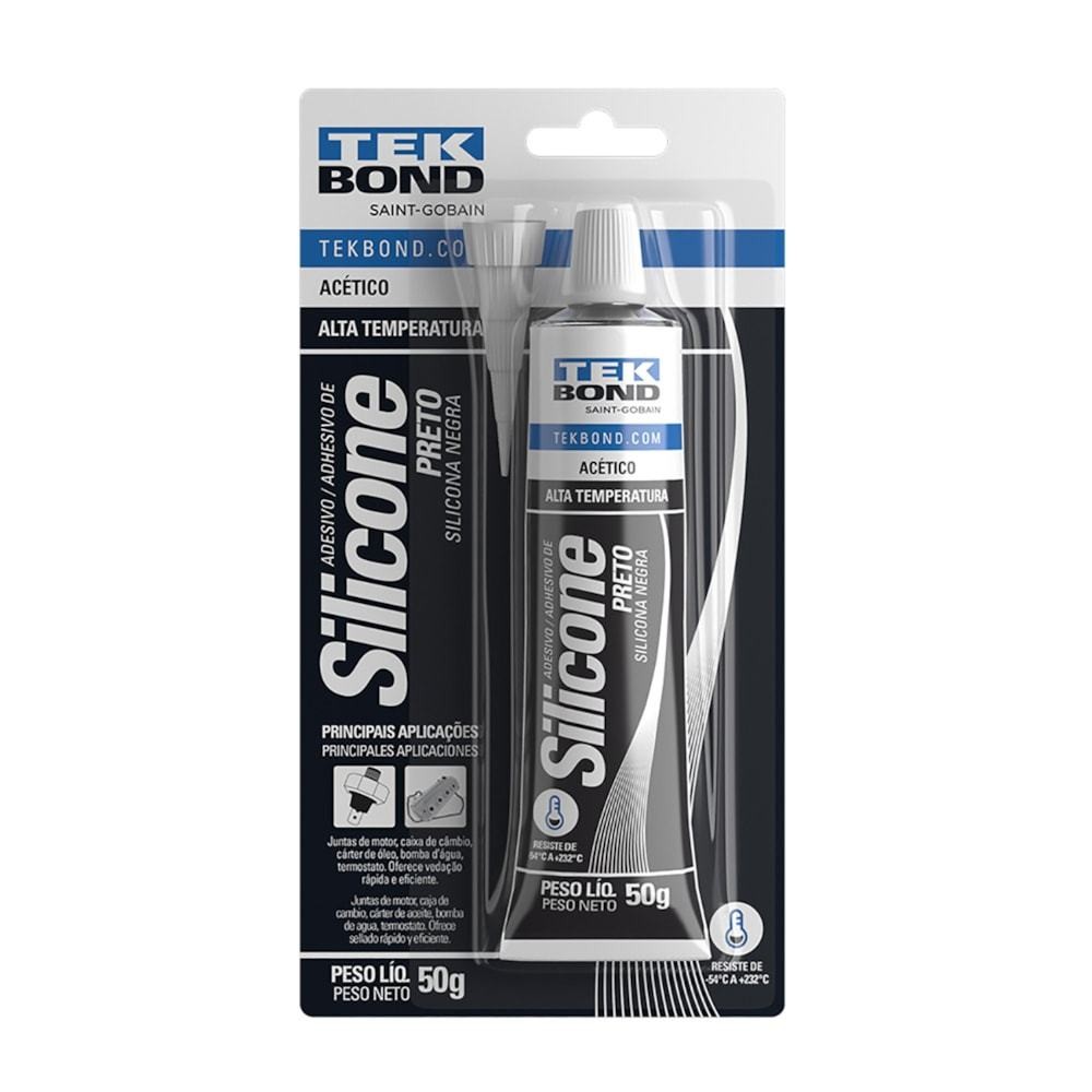 Silicone Preto Alta Temperatura 50g Tekbond