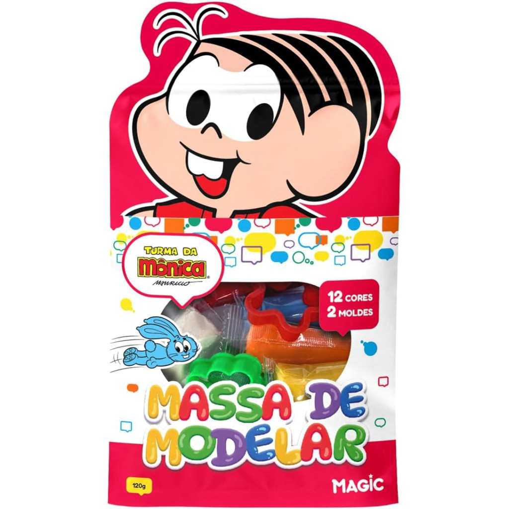 MASSA DE MODELAR 12 CORES 2 MOLDES - 120G - TURMA DA MONICA - FEMININO em Oferta na Shopee