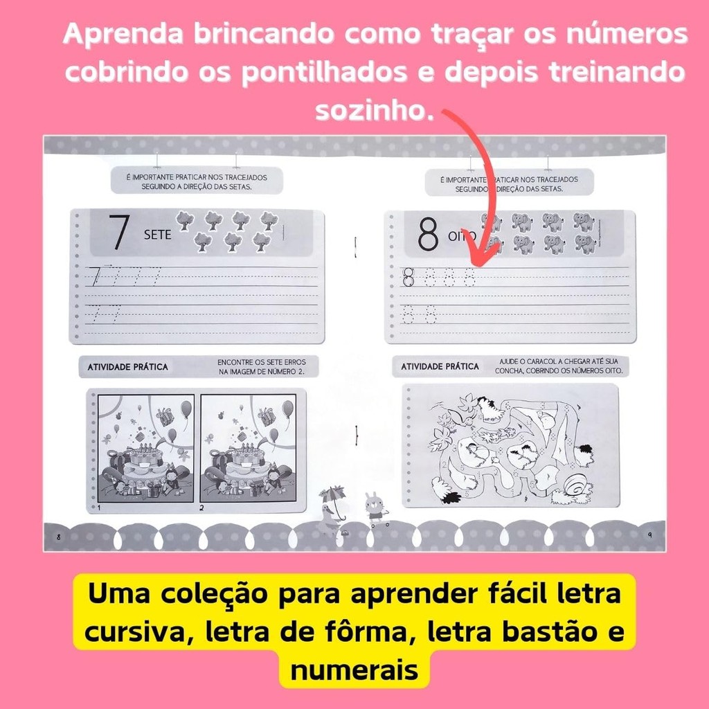 Coleção para Alfabetização Caligrafia Divertida | Aprenda Letras e Números | 4 Livros · foto 2