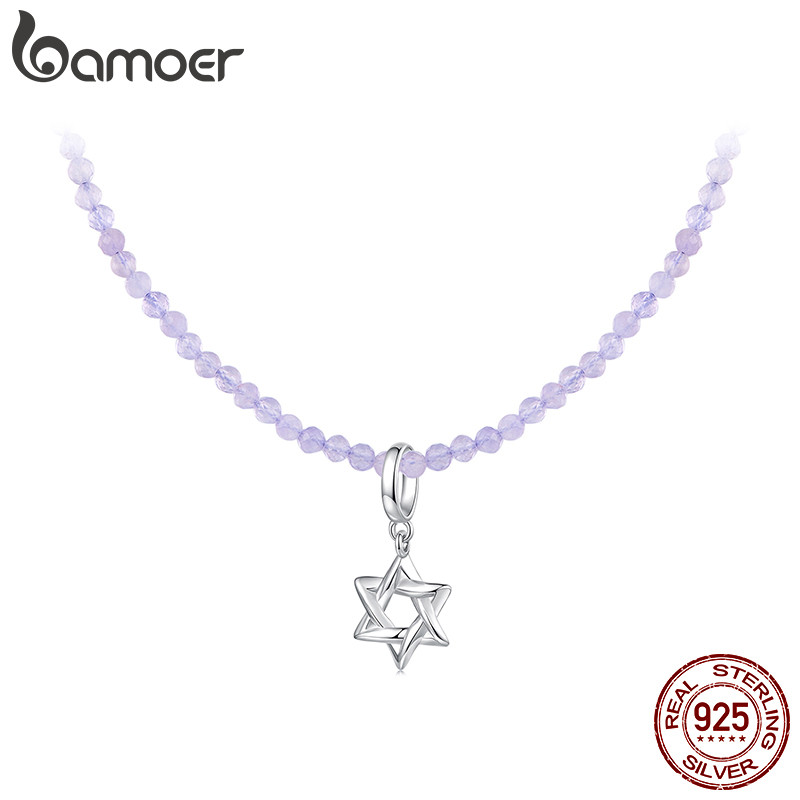 Bamoer 925 Prata Esterlina Colar Estrela De Seis Pontas Ametista Jóias Presente Feminino em Oferta na Shopee