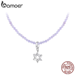 Bamoer 925 Prata Esterlina Colar Estrela De Seis Pontas Ametista Jóias Presente Feminino