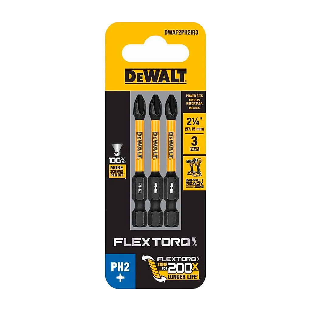 Kit 3 Bits Phillips PH2 x 50mm Flextorq DWAF2PH2IR3 Dewalt em Oferta na Shopee