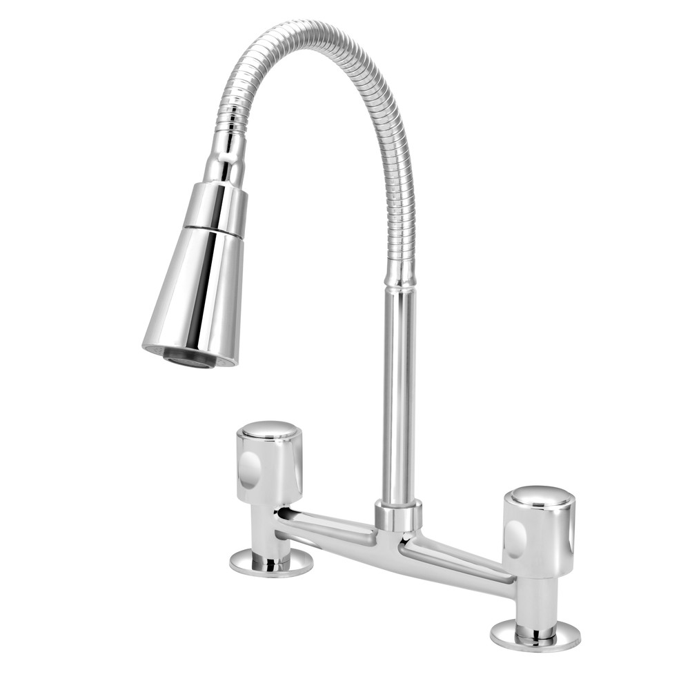 Torneira Misturador Mesa Cozinha Gourmet Cone Duplo Jato Cr em Oferta na Shopee