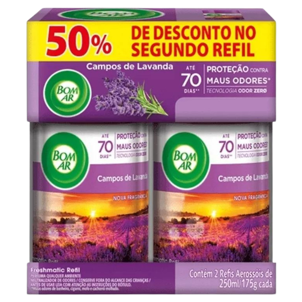 DESODORIZADOR BOM AR AUTOMATICO REFIL 250ML COM 2 UNIDADES