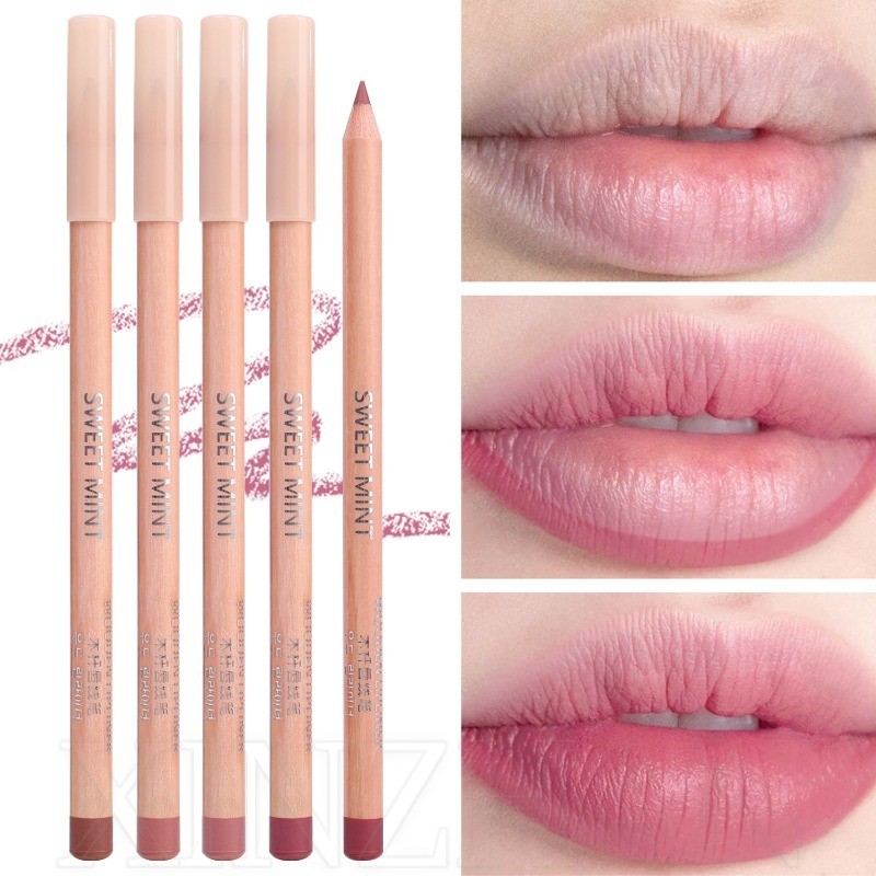 Lápis Delineador Labial De Madeira Fosca De Veludo Suave-Caneta De Contorno Rosa Nude Macio-Cosmético Para Maquiagem-Cop
