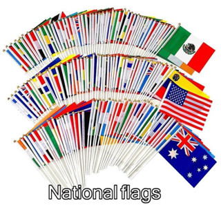 Bandeiras de países ao redor do mundo, decoração de Dia Nacional, pequena bandeira de mão, Brasil, Espanha, Chile, Franç em Oferta na Shopee