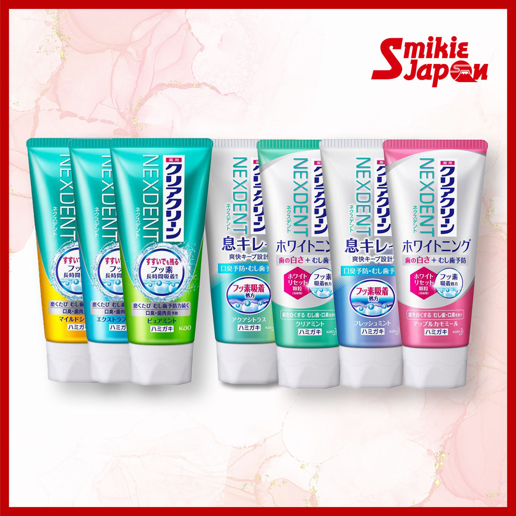 Kao Clear Clean NEXDENT Toothpaste Pure Mint Extra Fresh Mild Citrus Whitening Apple Chamomile Aqua Citrus 120g Japan