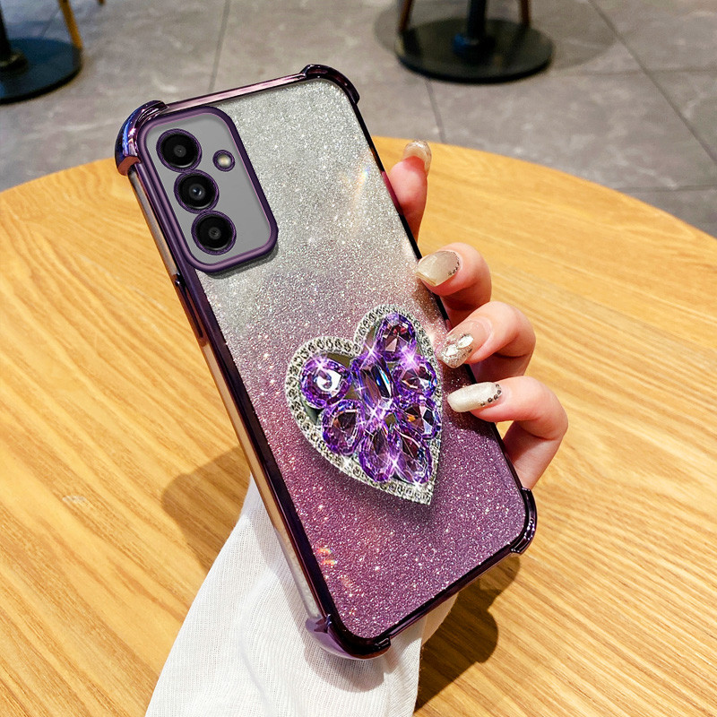 Para Samsung Galaxy A55 A35 A25 A54 A34 A56 A36 A26 A16 5G A15 A14 A13 4G 5G A24 A04S 4G Diamante Amor Coração Suporte A