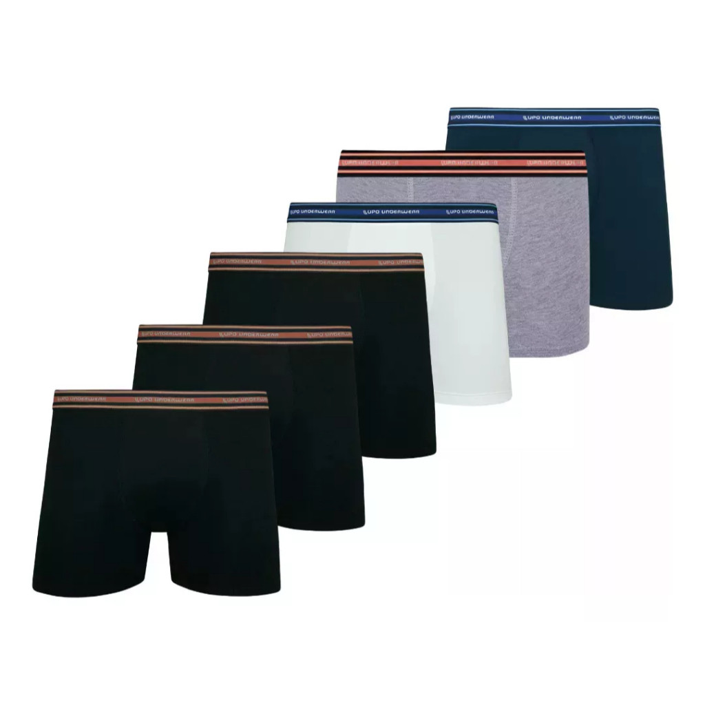 Kit 6 Cuecas Boxer Lupo Masculino Microfibra Sem Costura Cueca Box Original