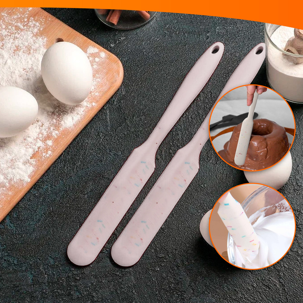 Kit 2x Espátulas Raspadora Confeiteiro Fina De Silicone Antiaderente Cozinha em Oferta na Shopee