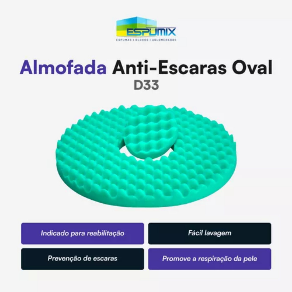 Almofada Anti-escaras D33 Espuma Caixa de Ovo Oval com orifício