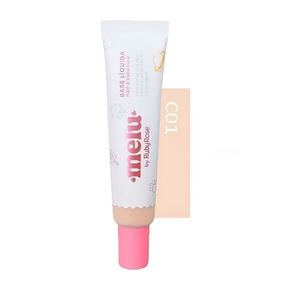 Base Líquida Melu Ruby Rose – Cobertura Média & Efeito Matte | Cor Nude C002