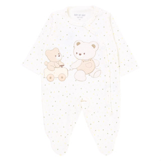 Macacão Longo Bebê Day By Day Suedine Estampa Bordado Ursinho Neutro em Oferta na Shopee