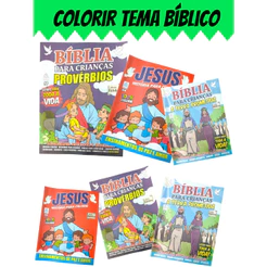25 Kit Revistas Livrinho Bíblico Desenho Bíblia Infantil Pintar Lembrancinha Infantil Colorir Igreja