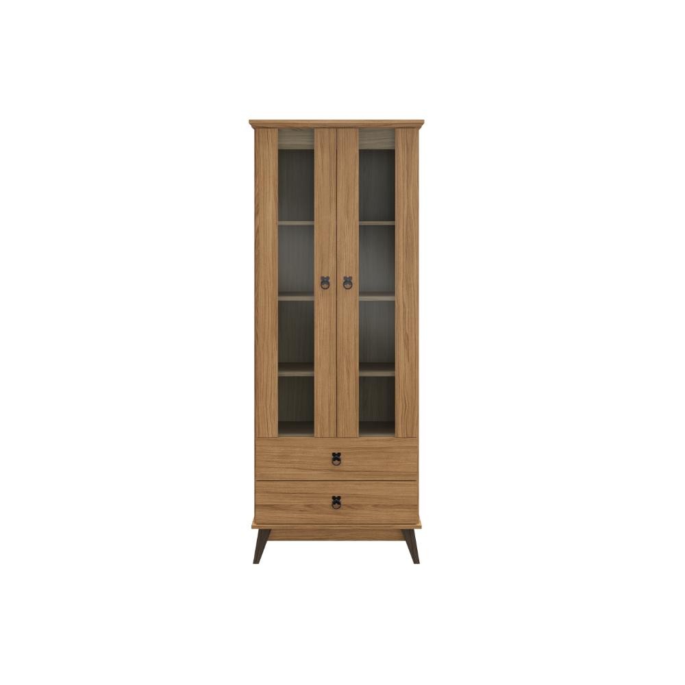Cristaleira Com 2 Portas De Vidro 2 Gavetas Cr322 70cm Marrom - Decibal