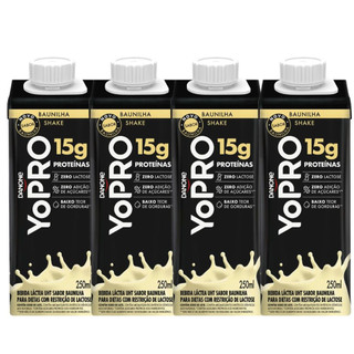 Kit 4 YoPRO Bebida Láctea UHT Milkshake de Baunilha 15g de proteínas 250ml em Oferta na Shopee