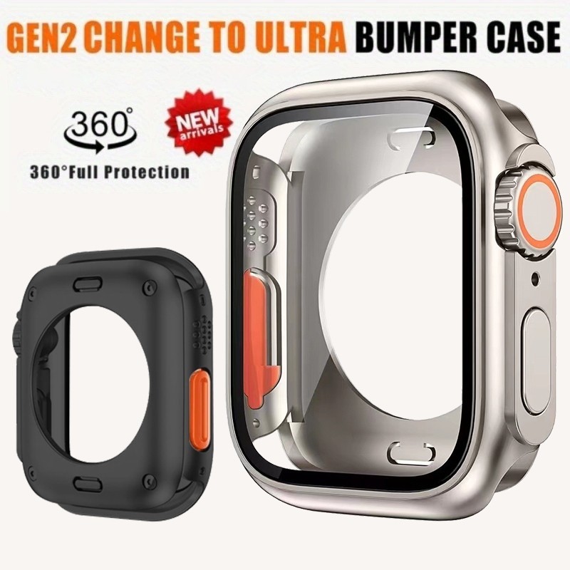 【Change To Ultra】Capa de relógio rígida PC frontal e traseira para iWatch 10 / 9 / 8 / 7 / 6 / 5 / 4 42mm 46mm 41mm 45mm