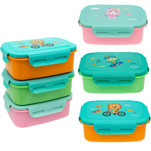 Lancheira Bento Box Pote Inox Infantil Com Divisória Buba